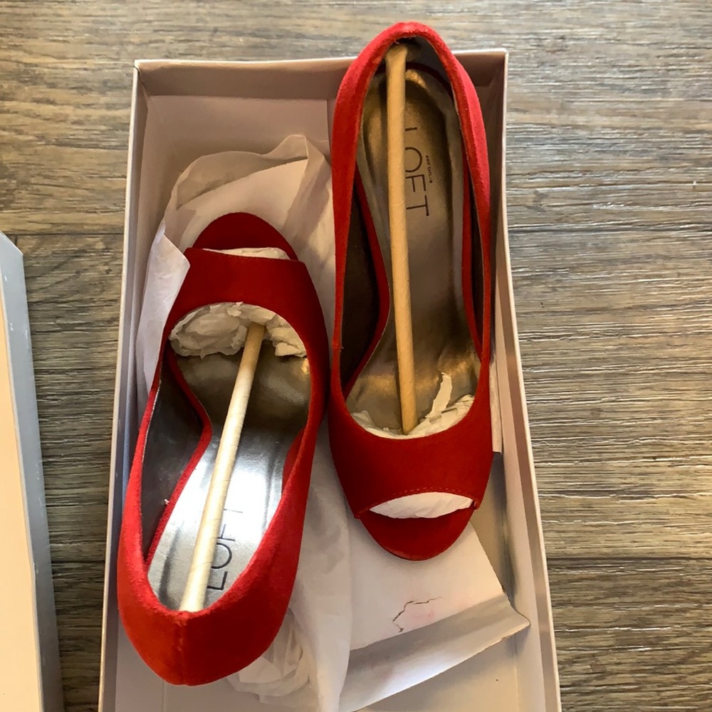 LOFT Suede peep toe pumps